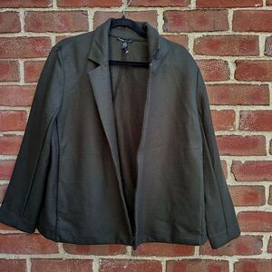 Eileen Fisher $328 Women's Boiled Wool Jersey Blazer Open Front Olive M